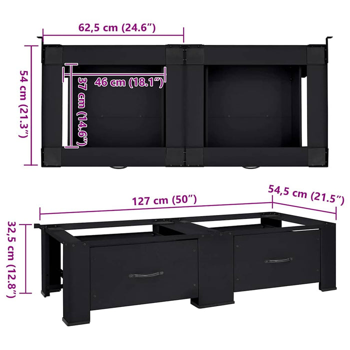 Suport pentru mașina de spălat 2 pcs Negru 127 x 54,5 x 32,5 cm - WALTI WALTI