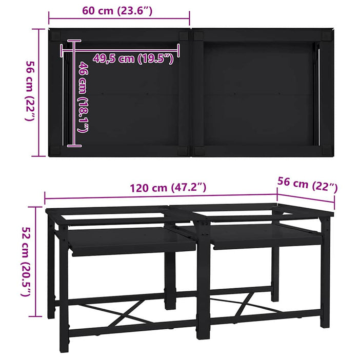 Suport pentru mașina de spălat 2 pcs Negru 120 x 56 x 52 cm - WALTI WALTI