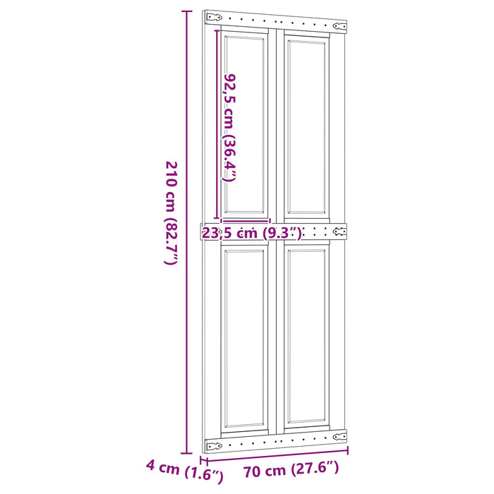 Ușă hambar Corona Maro Miere 70 x 210 cm Lemn masiv de pin - WALTI WALTI