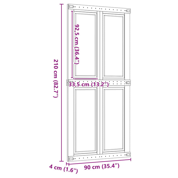 Ușă hambar Corona Maro Miere 90 x 210 cm Lemn masiv de pin - WALTI WALTI