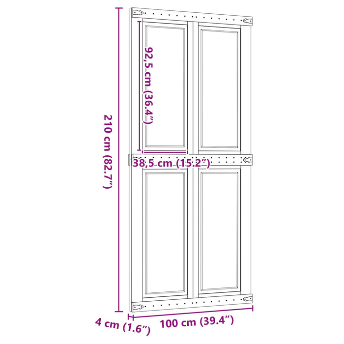 Ușă hambar Corona Maro Miere 100 x 210 cm Lemn masiv de pin - WALTI WALTI