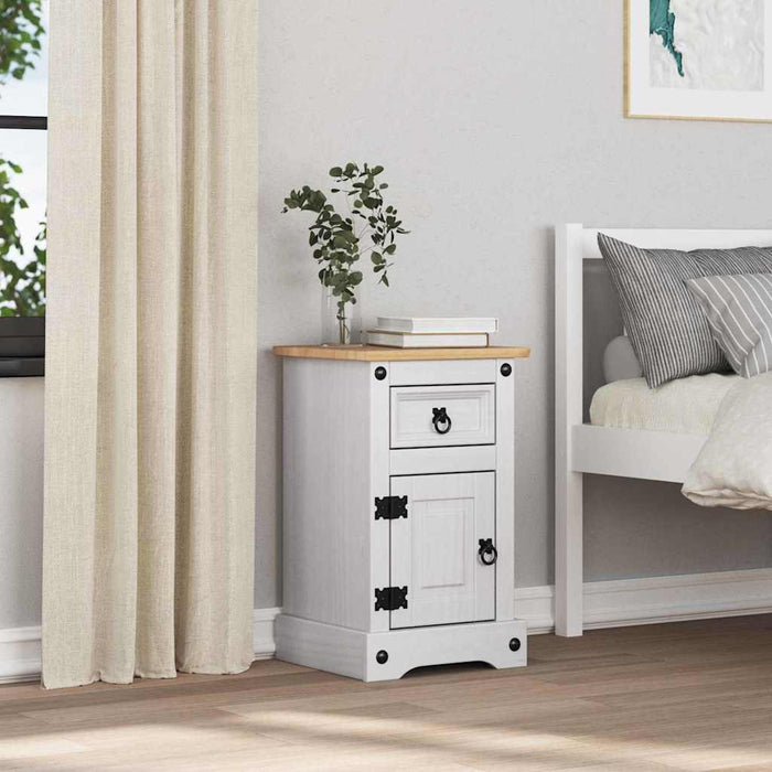 Noptieră Corona Alb 35 x 32,5 x 58 cm Lemn de pin masiv - WALTI WALTI