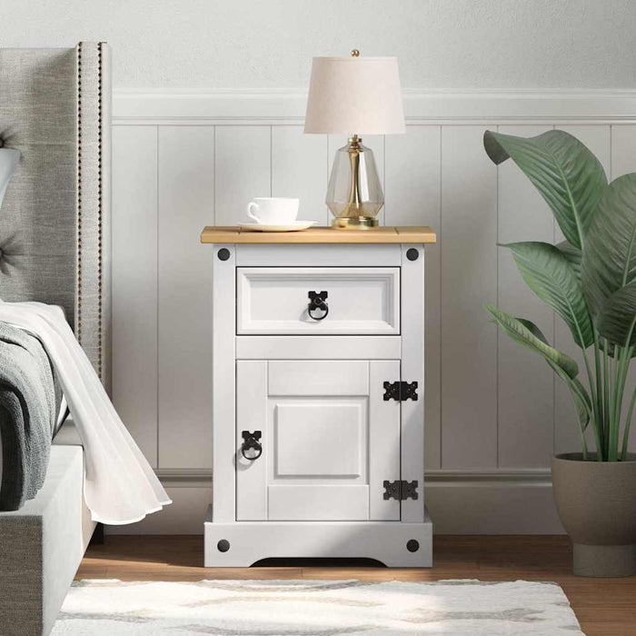 Noptieră cu sertar Corona Alb 45 x 35 x 64 cm Lemn de pin masiv - WALTI WALTI