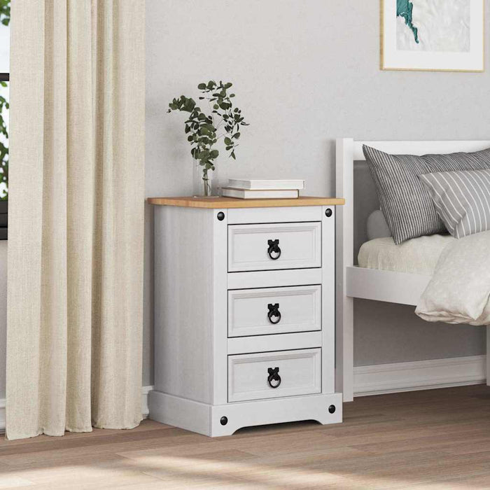 Noptieră cu sertar Alb 45 x 35 x 64 cm Lemn de pin masiv - WALTI WALTI