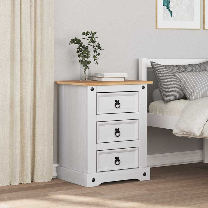 Noptieră cu sertar Alb 53 x 39 x 66 cm Lemn de pin masiv - WALTI WALTI