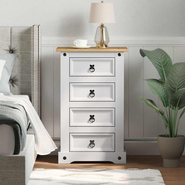 Noptieră cu sertar Alb 53 x 39 x 84 cm Lemn de pin masiv - WALTI WALTI