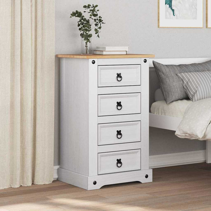 Noptieră cu sertar Alb 53 x 39 x 84 cm Lemn de pin masiv - WALTI WALTI
