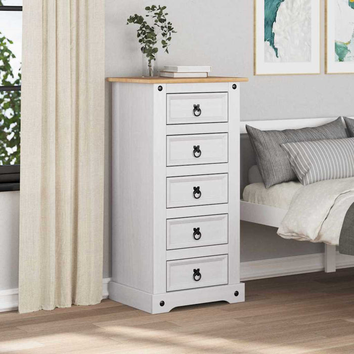Noptieră Corona Alb 53 x 39 x 103 cm Lemn de pin masiv - WALTI WALTI