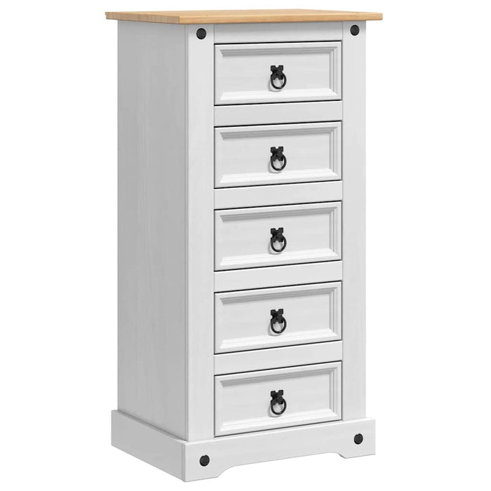 Noptieră Corona Alb 53 x 39 x 103 cm Lemn de pin masiv - WALTI WALTI