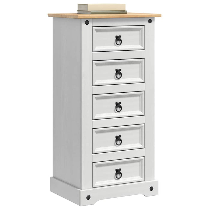 Noptieră Corona Alb 53 x 39 x 103 cm Lemn de pin masiv - WALTI WALTI