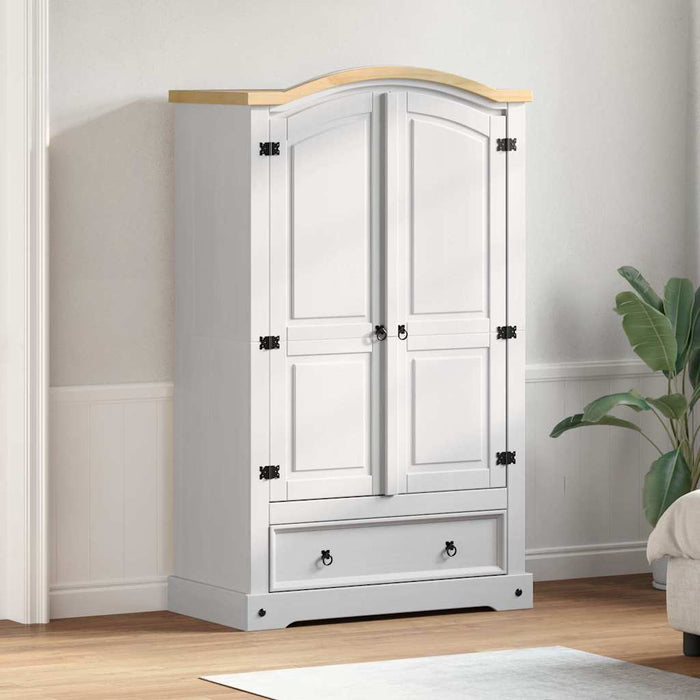 Dulap cu sertar Corona Alb 101 x 52 x 170 cm Lemn de pin masiv - WALTI WALTI