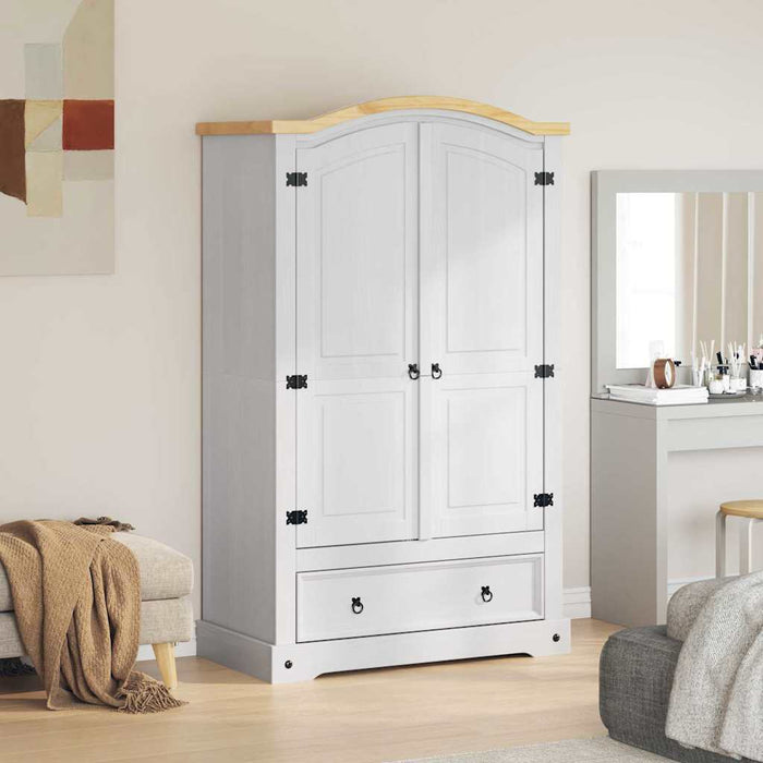 Dulap cu sertar Corona Alb 101 x 52 x 170 cm Lemn de pin masiv - WALTI WALTI