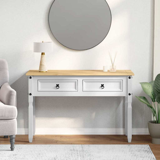 Masă laterală cu sertar Alb 115 x 46 x 73 cm Lemn de pin masiv - WALTI WALTI