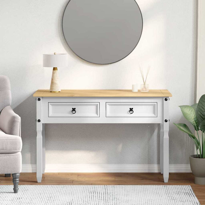 Masă laterală cu sertar Alb 115 x 46 x 73 cm Lemn de pin masiv - WALTI WALTI