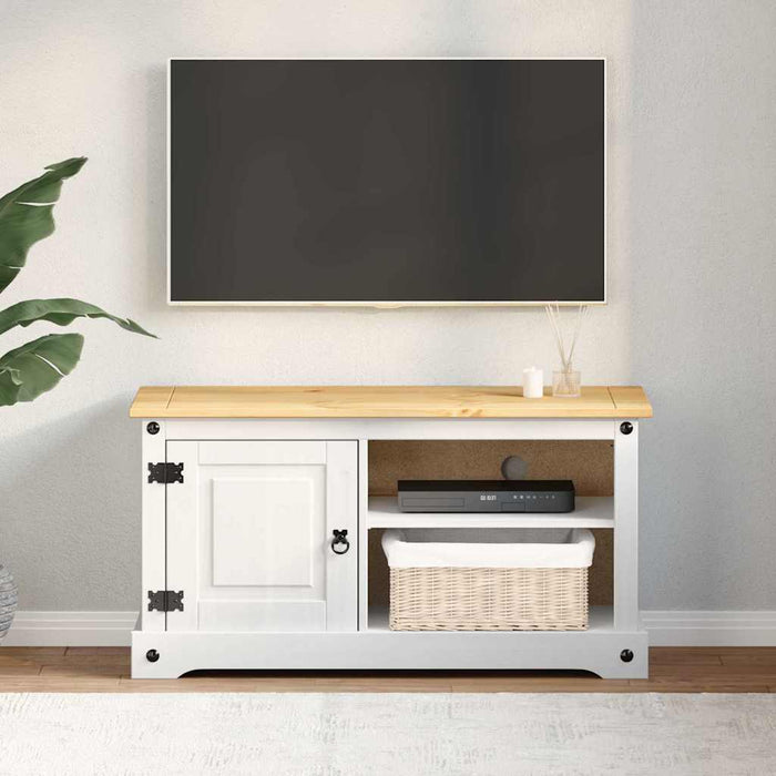 Cabinet TV Corona Alb 100 x 40 x 52 cm Lemn de pin masiv - WALTI WALTI