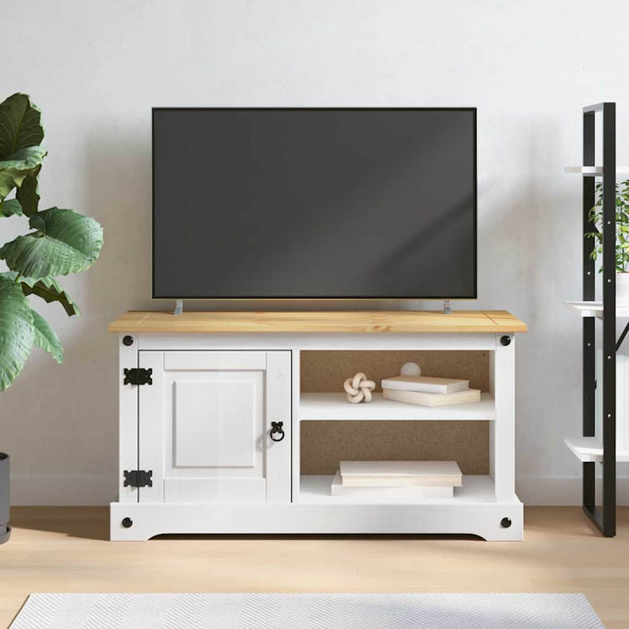Cabinet TV Corona Alb 100 x 40 x 52 cm Lemn de pin masiv - WALTI WALTI