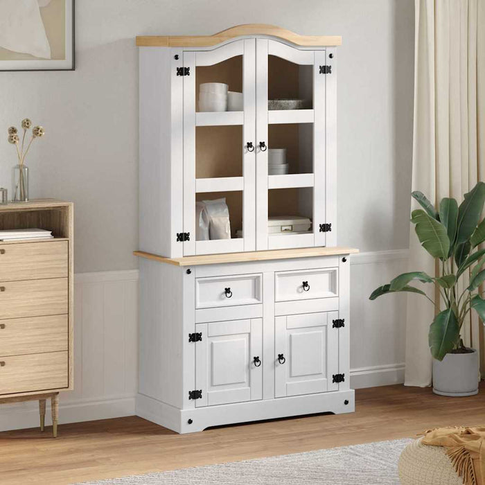 Bufet cu sertar Alb 100 x 48,5 x 179 cm Lemn de pin masiv - WALTI WALTI