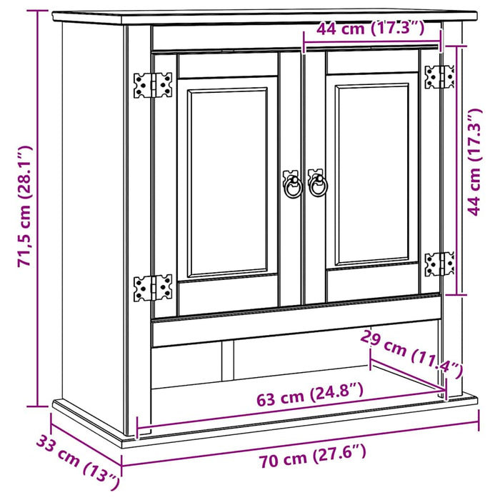 Dulap suspendat Corona Alb 70 x 33 x 71,5 cm Lemn de pin masiv - WALTI WALTI