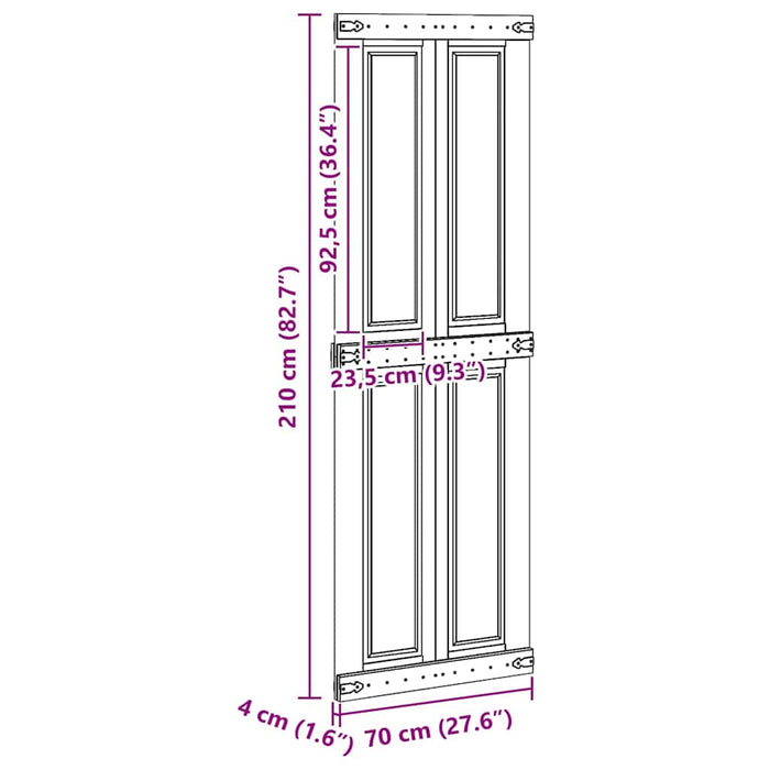 Ușă hambar Corona 70 x 210 cm Lemn masiv de pin - WALTI WALTI