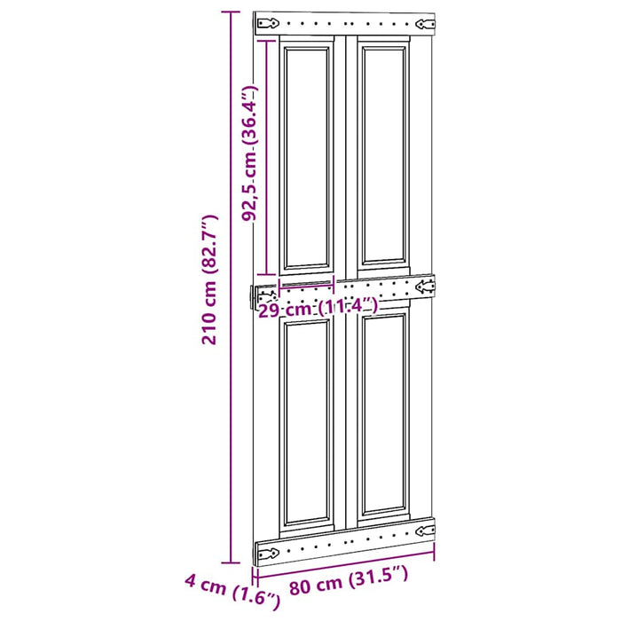 Ușă hambar Corona 80 x 210 cm Lemn masiv de pin - WALTI WALTI