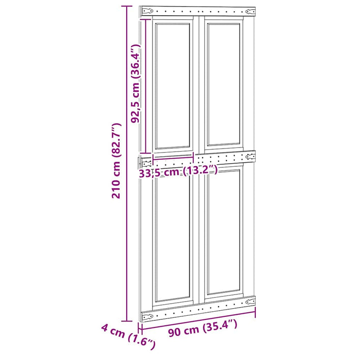 Ușă hambar Corona 90 x 210 cm Lemn masiv de pin - WALTI WALTI