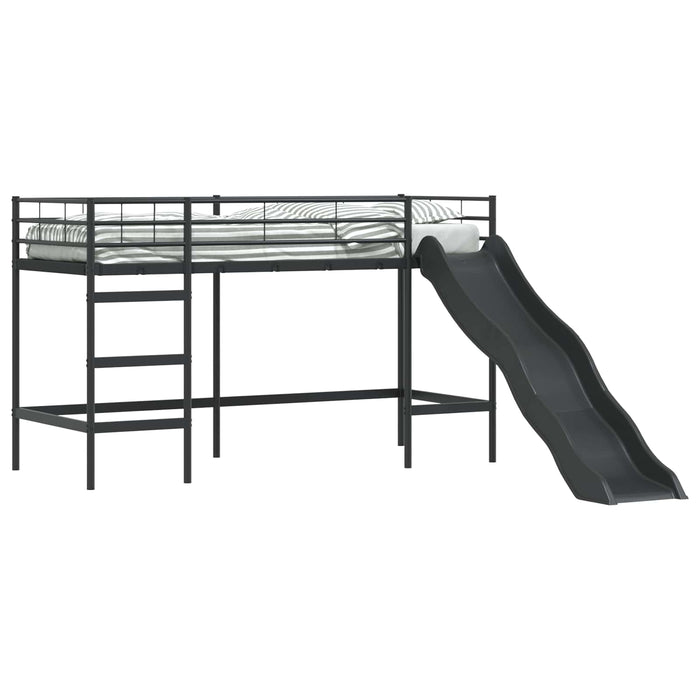 Cadru de pat loft pentru copii cu tobogan Negru și antracit - WALTI WALTI