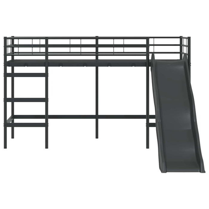 Cadru de pat loft pentru copii cu tobogan Negru și antracit - WALTI WALTI
