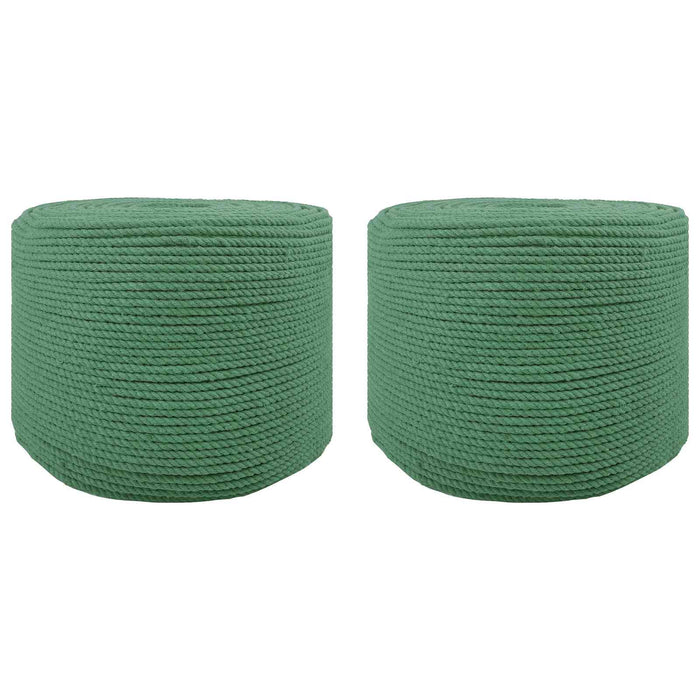Sfoară din bumbac 2 buc. 2 mm 100 m Verde 100% bumbac - WALTI WALTI
