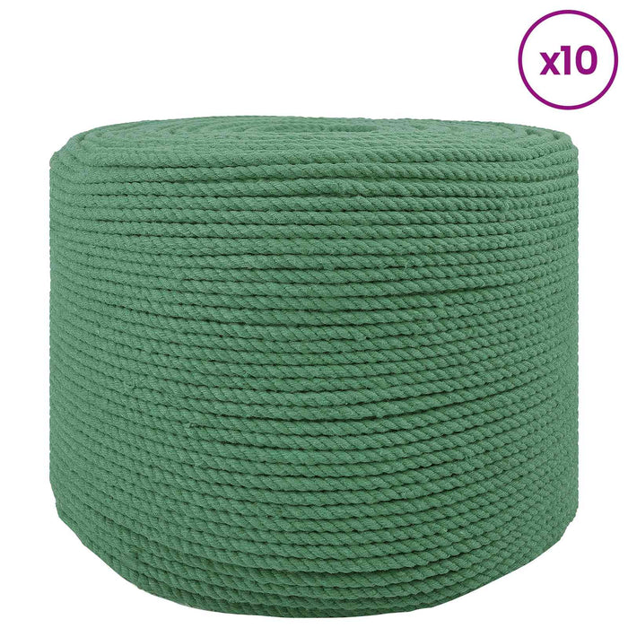 Sfoară din bumbac 10 buc. 2 mm 100 m Verde 100% bumbac - WALTI WALTI