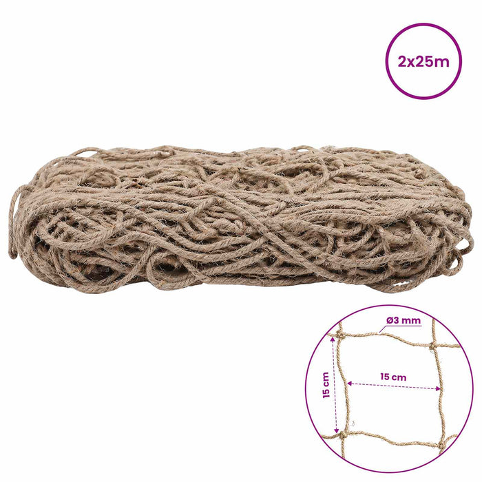 Plasă de suport pentru plante din iută natural 2 x 25 m WALTI