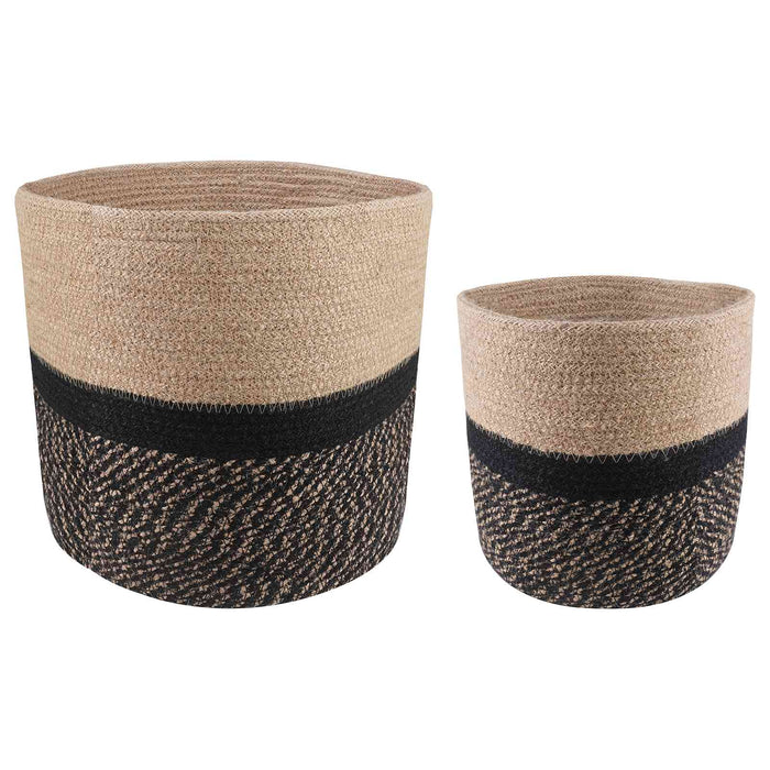 Set de Ghivece pentru Plante 2 pcs Natural și Negru WALTI