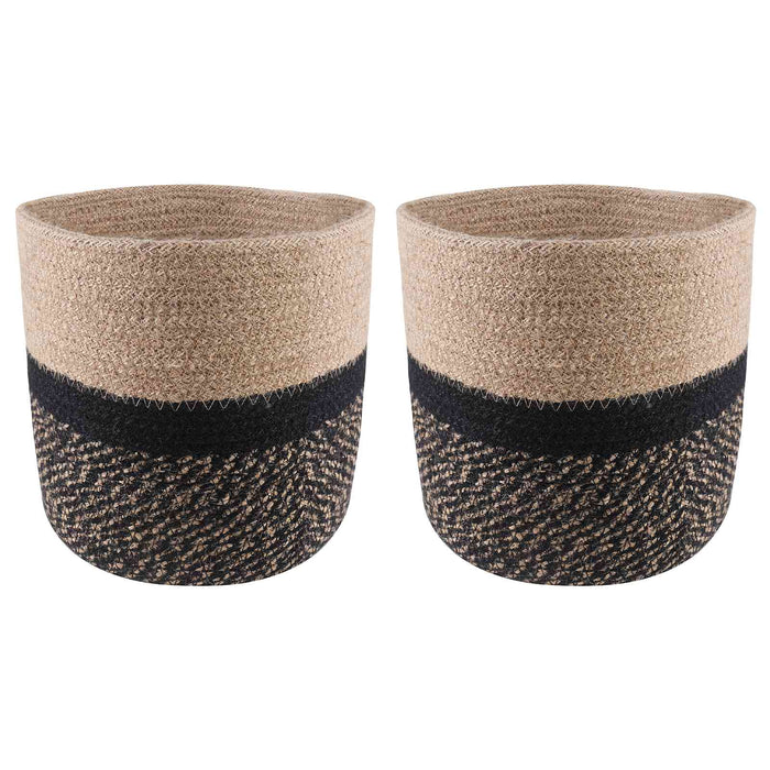Set de Ghivece pentru Plante 2 pcs Natural și Negru WALTI