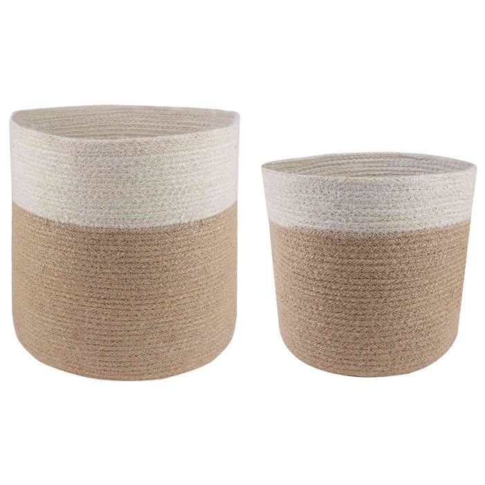 Set de Ghivece pentru Plante 2 pcs Natural și Alb Ø 28 x 28 cm WALTI