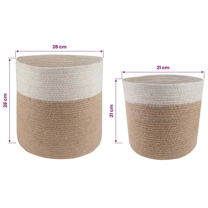 Set de Ghivece pentru Plante 2 pcs Natural și Alb Ø 28 x 28 cm WALTI
