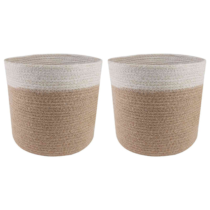 Set de Ghivece pentru Plante 2 pcs Natural și Alb Ø 21 x 21 cm WALTI