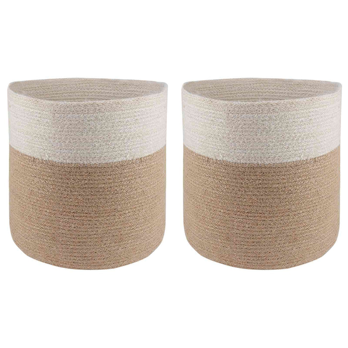 Set de Ghivece pentru Plante 2 pcs Natural și Alb Ø 28 x 28 cm WALTI