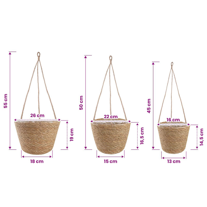Coșuri pentru plante din iarbă de mare 3 pcs natural WALTI