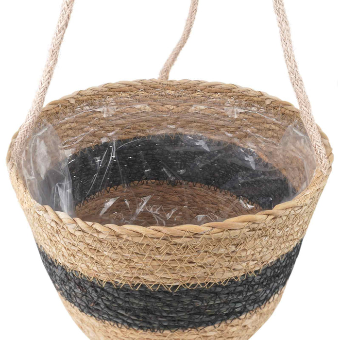 Coșuri pentru plante din iarbă de mare 3 pcs Natural și Negru WALTI