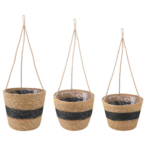 Coșuri pentru plante din iarbă de mare 3 pcs Natural și Negru - WALTI WALTI