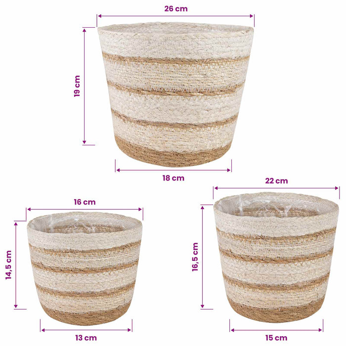 Coșuri pentru plante din iarbă de mare 3 pcs WALTI