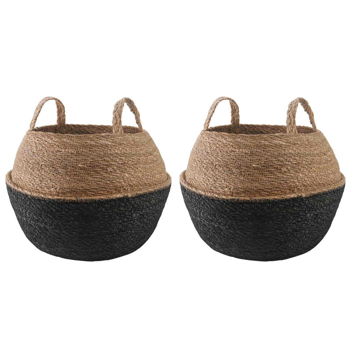 Vază pentru plante cu mânere 2 pcs Negru Ø 45 x 36 cm WALTI