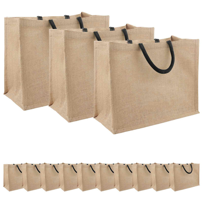 Geantă de iută 50 pcs Natural și Negru 42 x 33 x 19 cm WALTI