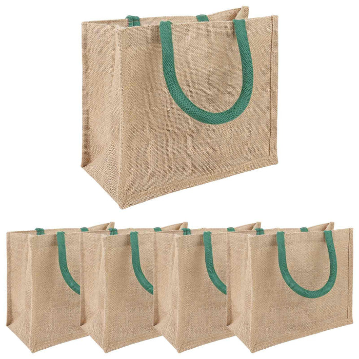 Geantă de iută 5 pcs Natural și verde 26 x 22 x 14 cm WALTI