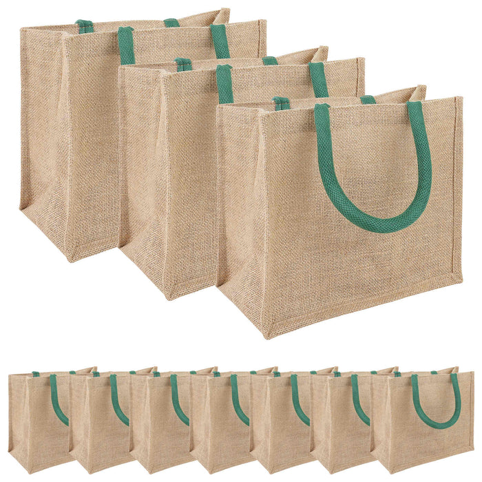 Geantă de iută 10 pcs Natural și verde 26 x 22 x 14 cm WALTI