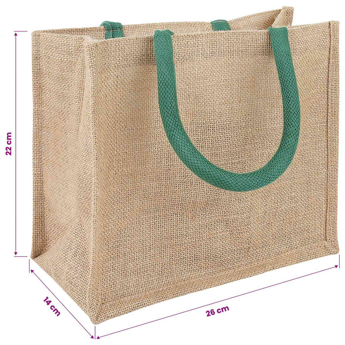 Geantă de iută 10 pcs Natural și verde 26 x 22 x 14 cm WALTI