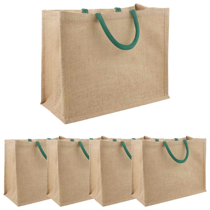 Geantă de iută 5 pcs Natural și verde 42 x 33 x 19 cm WALTI
