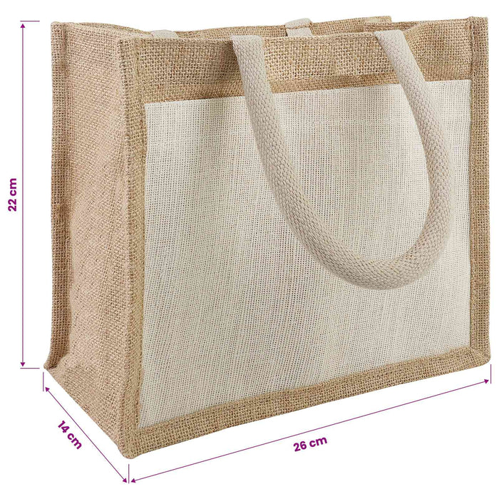 Purse din iută cu buzunar 5 pcs Natural și Alb 26 x 22 x 14 cm WALTI