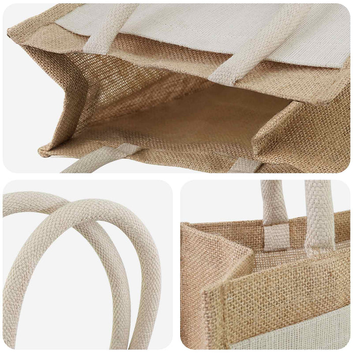 Purse din iută cu buzunar 10 pcs Natural și Alb 26 x 22 x 14 cm WALTI