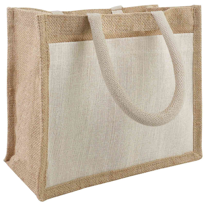 Purse din iută cu buzunar 10 pcs Natural și Alb 26 x 22 x 14 cm WALTI