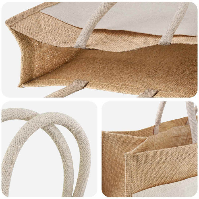 Purse din iută cu buzunar 5 pcs Natural și Alb 42 x 33 x 19 cm WALTI